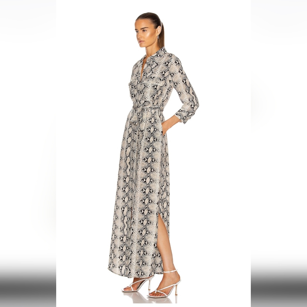 L'Agence Womens Maxi Dress Cameron Shirt 100% Silk Snake Python Print Medium - Picture 11 of 17